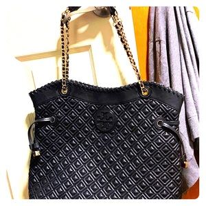 Tory Burch Leather Marion Quilted Slouchy Tote